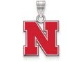 LogoArt Sterling Silver University Of Nebraska Small Enamel Pendant Necklace