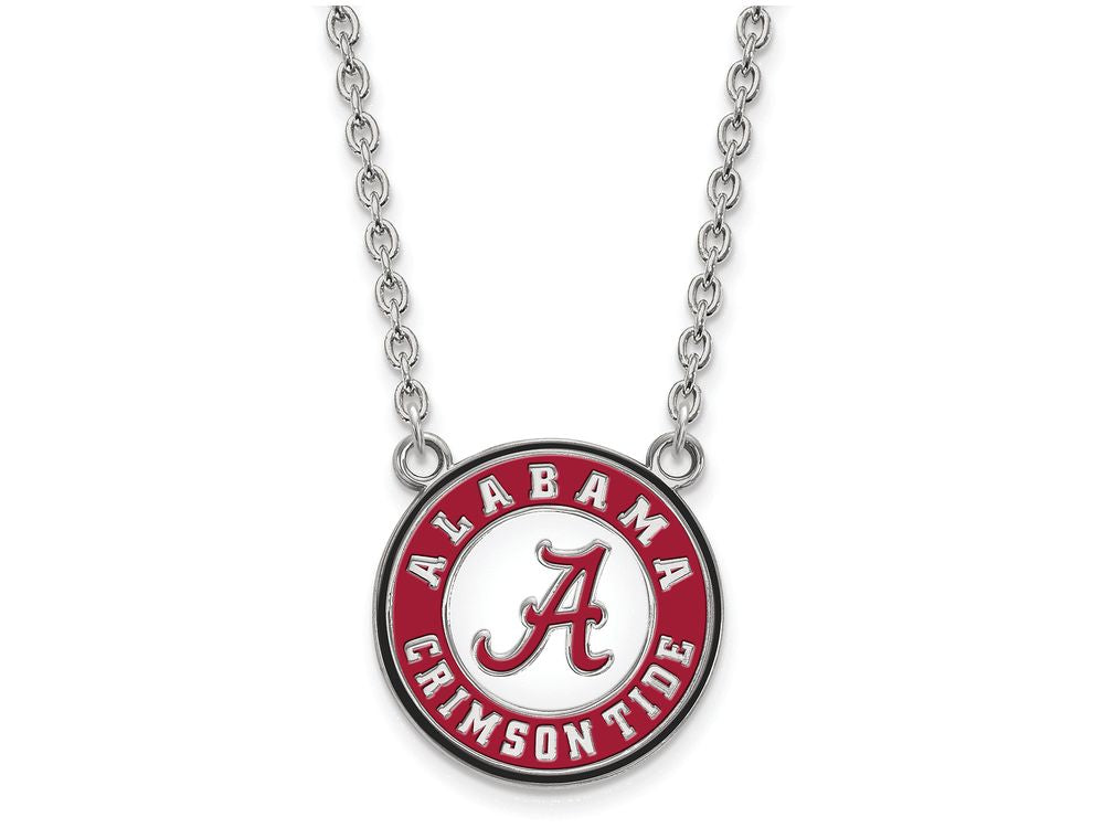 LogoArt Sterling Silver University Of Alabama Large Enamel Pendant Necklace