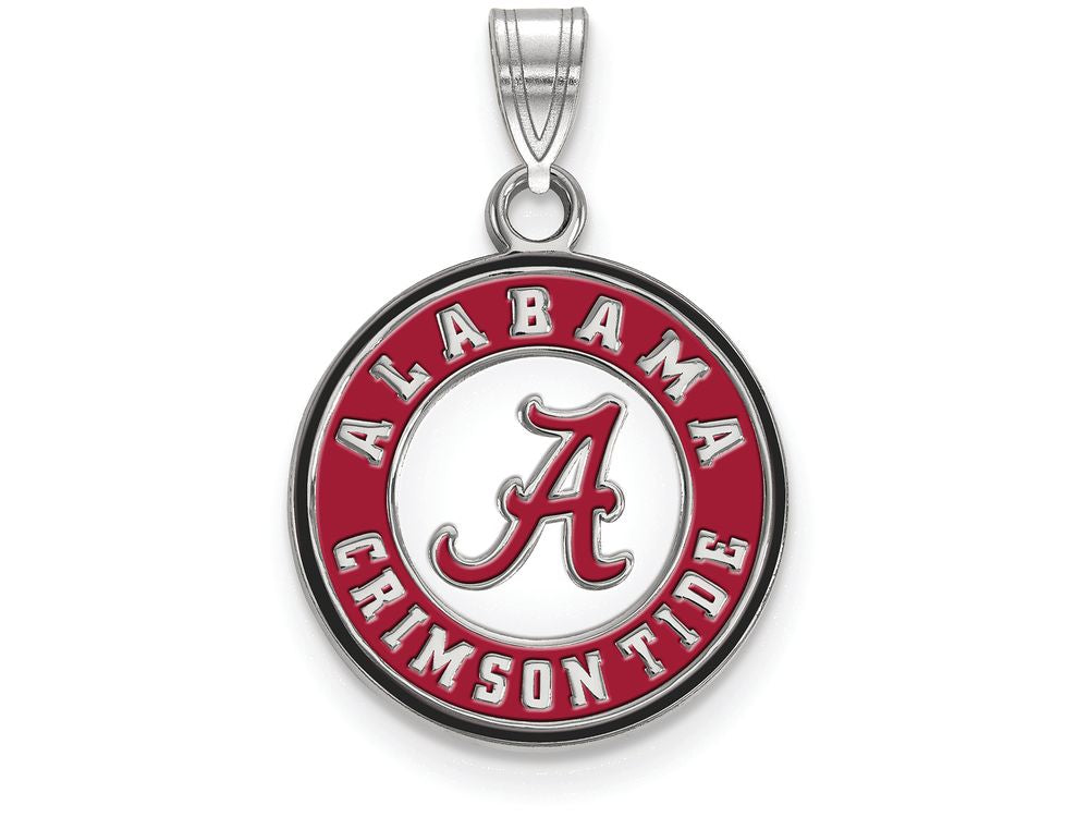 LogoArt Sterling Silver University Of Alabama Small Enamel Disc Pendant Necklace