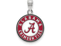 LogoArt Sterling Silver University Of Alabama Small Enamel Disc Pendant Necklace
