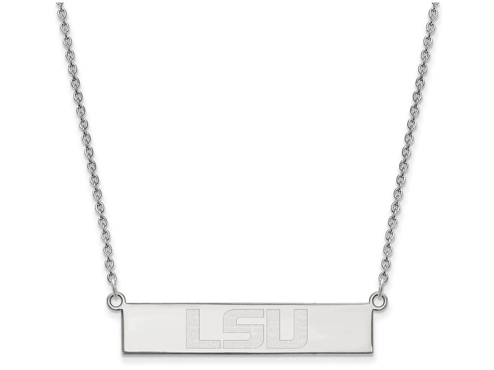 Logoart 925 Sterling Silver Lsu Small Bar Necklace