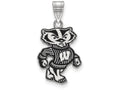 LogoArt Sterling Silver University Of Wisconsin Large Enamel Pendant Necklace