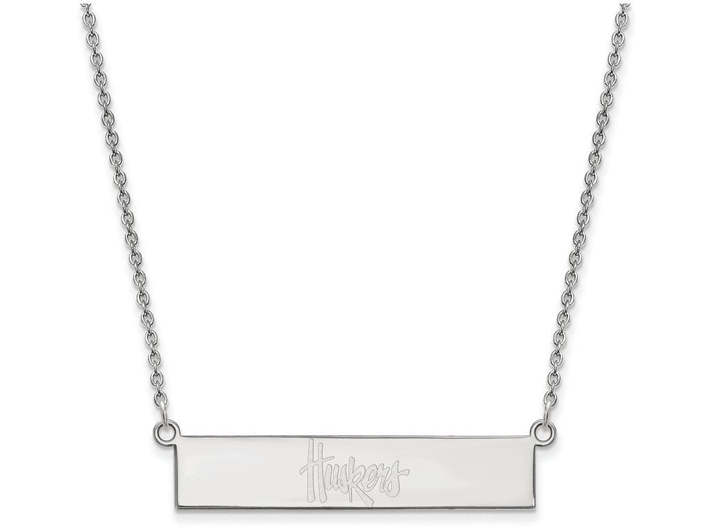 Logoart 925 Sterling Silver University Of Nebraska Small Bar Necklace