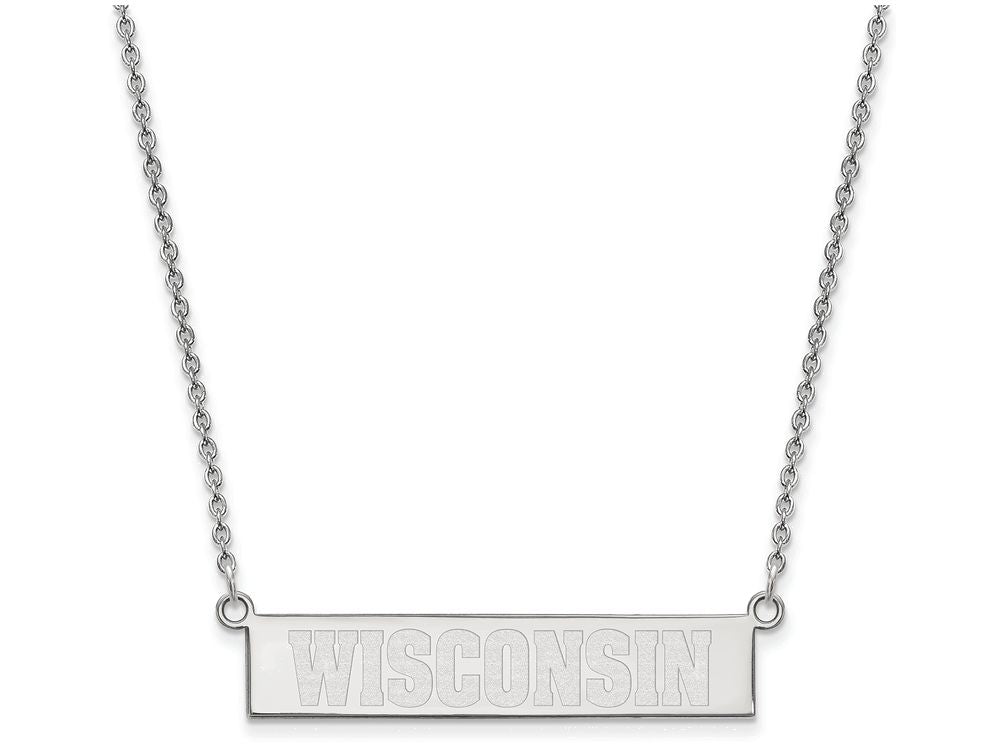 Logoart 925 Sterling Silver University Of Wisconsin Small Bar Necklace