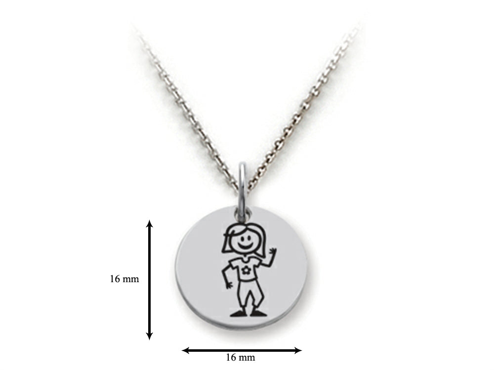 Family Values 925 Sterling Silver Mom with Plants Disc Pendant Necklace - Chain Included