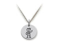 Family Values 925 Sterling Silver Boy With Cap Disc Pendant Necklace - Chain Included