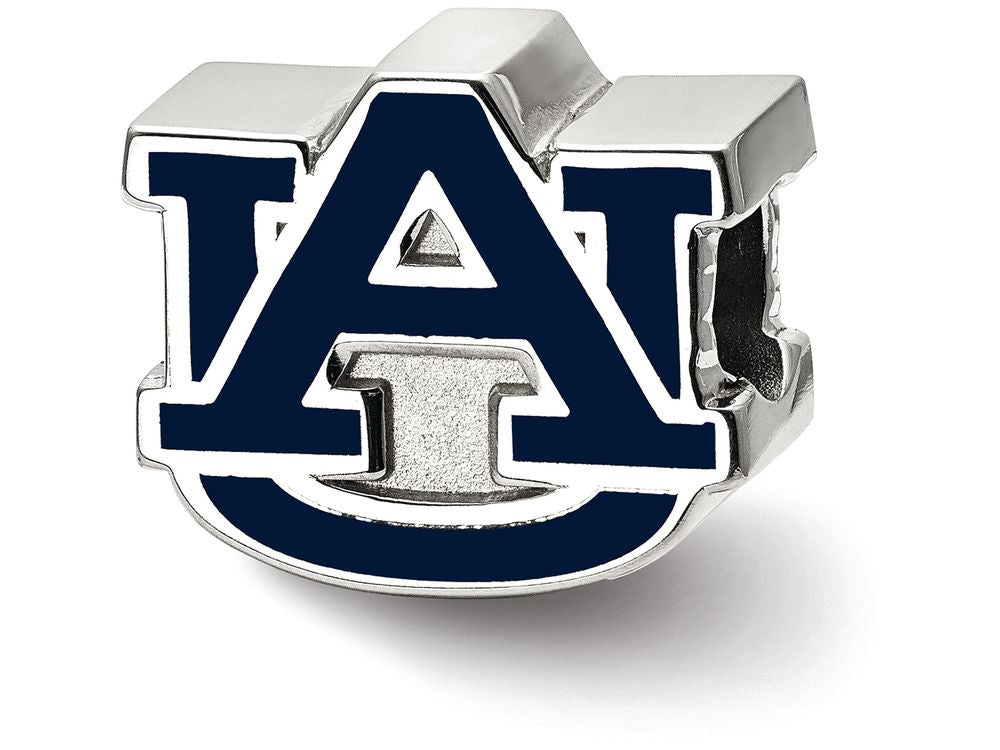 LogoArt Sterling Silver Auburn University Interlocking AU Primary Enameled Logo Bead Charm