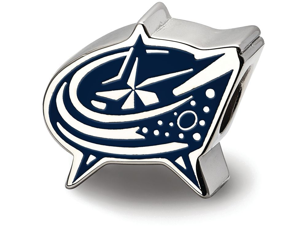 LogoArt Sterling Silver Columbus Blue Jackets Star And Flag Enameled Logo Bead Charm