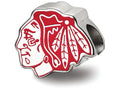 LogoArt Sterling Silver Chicago Blackhawks Blackhawk Head Enameled Logo Bead Charm