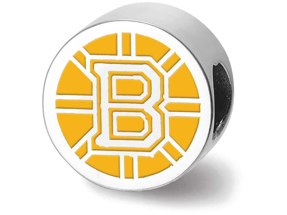 Logoart 925 Sterling Silver Boston Bruins b Primary Enameled Extruded Logo Bead