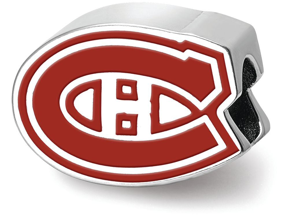 Logoart 925 Sterling Silver Montreal Canadiens c With H In The Center Enameled Extruded Logo Bead
