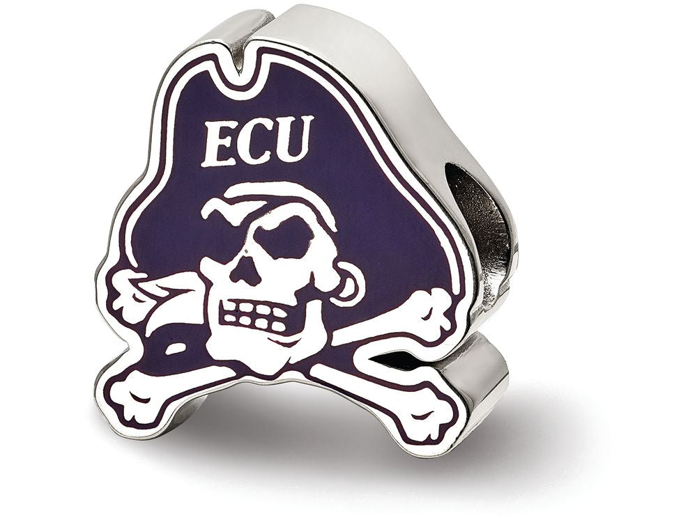 LogoArt Sterling Silver East Carolina University Ecu Skull And Crosterling Silver Bones Primary Enameled Bead Charm