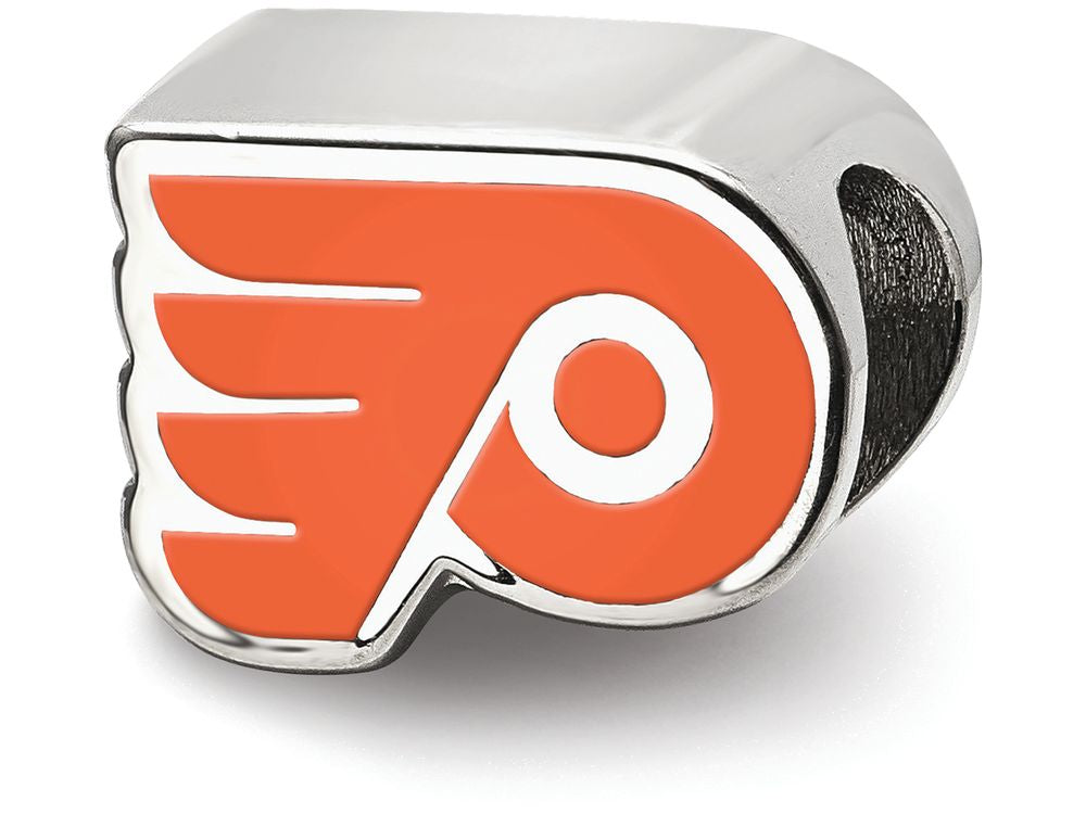 LogoArt Sterling Silver Philadelphia Flyers Winged P Enameled Logo Bead Charm