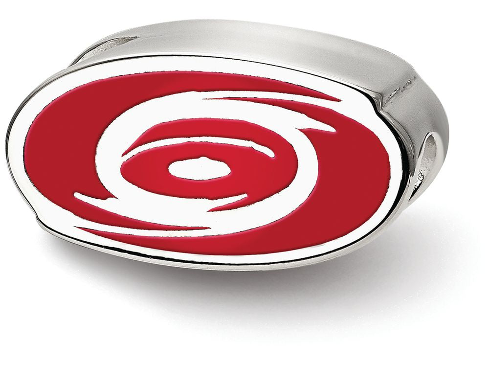 LogoArt Sterling Silver Carolina Hurricanes Hurricane Puck Enameled Logo Bead Charm