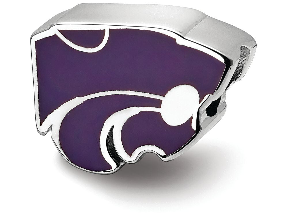 LogoArt Sterling Silver Kansas State University Wildcat Head Enameled Logo Bead Charm