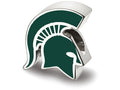 LogoArt Sterling Silver Michigan State University Spartan Head Enameled Logo Bead Charm
