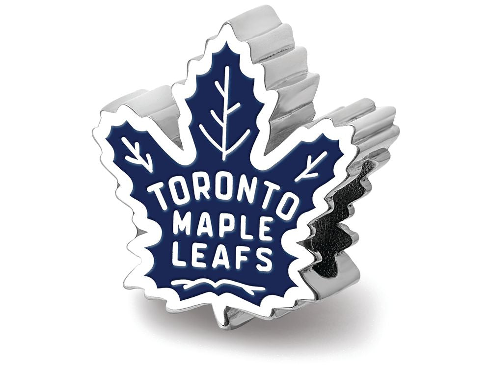 Logoart 925 Sterling Silver Toronto Maple Leafs toronto Maple Leafs On Maple Leaf Enameled Extruded Bead