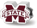 Logoart 925 Sterling Silver Mississippi  State University m With state Banner Enameled Extruded Bead