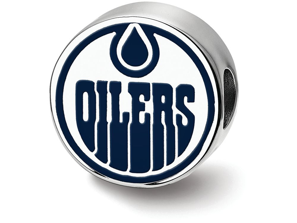 LogoArt Sterling Silver Edmonton Oilers Oilers On Puck Enameled Logo Bead Charm