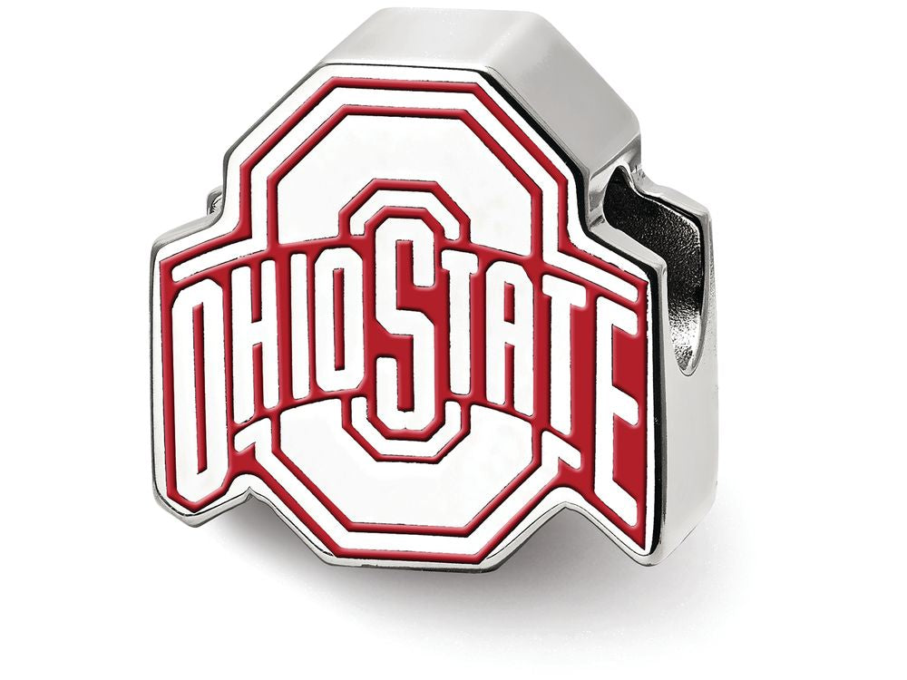 LogoArt Sterling Silver The Ohio State University Block o Enameled Extruded Logo Bead Charm