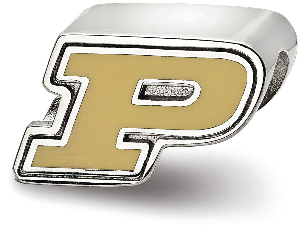 LogoArt Sterling Silver Purdue University P Athletic Mark Enameled Logo Bead Charm