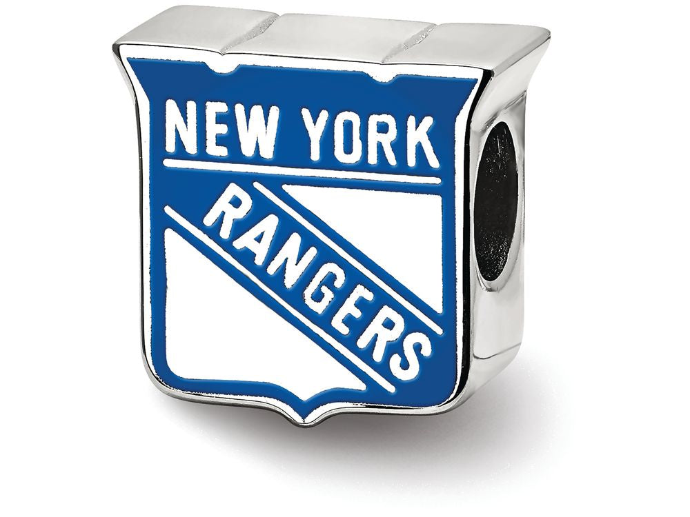 LogoArt Sterling Silver New York Rangers New York Rangers Banner Enameled Logo Bead Charm