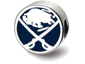 LogoArt Sterling Silver Buffalo Sabres Buffalo With Swords On Hockey Puck Enameled Logo Bead Charm