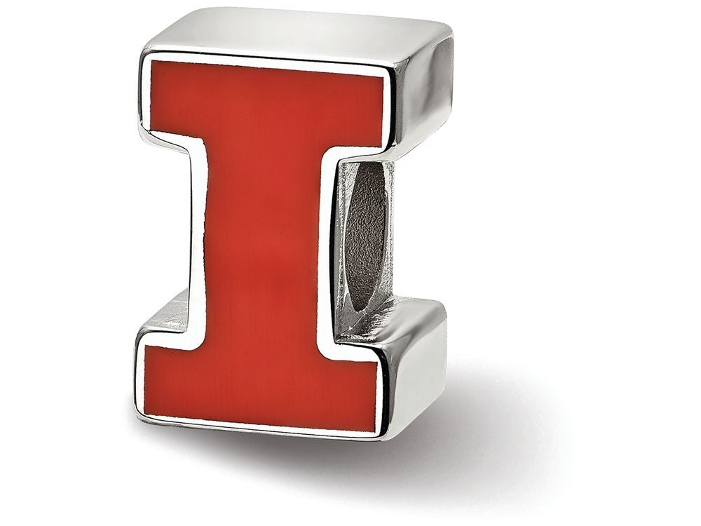 LogoArt Sterling Silver University Of Illinois Block I Enameled Logo Bead Charm