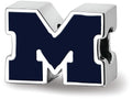 Logoart 925 Sterling Silver University Of Michigan Block M Enameled 1-sided Bead