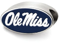 LogoArt Sterling Silver University of Mississippi Ole Miss Silver In Oval Enameled Logo Bead Charm
