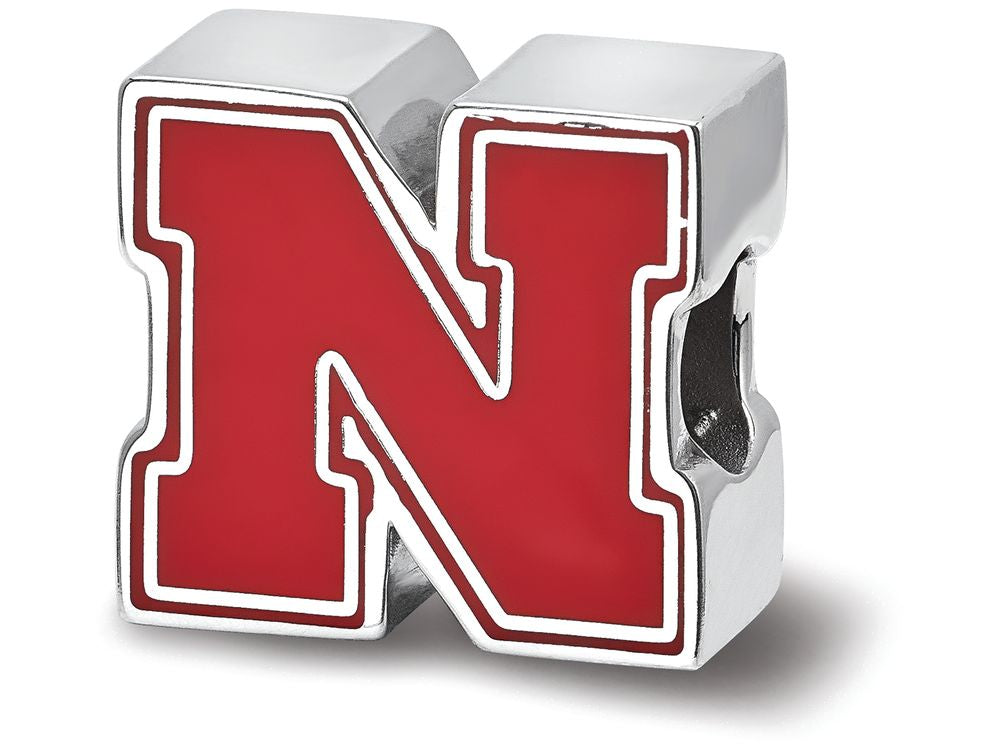 Logoart 925 Sterling Silver University Of Nebraska N Enameled Bead