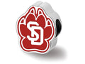 Logoart 925 Sterling Silver Univ Of South Dakota Sd Paw Print 1-sided Enameled Bead