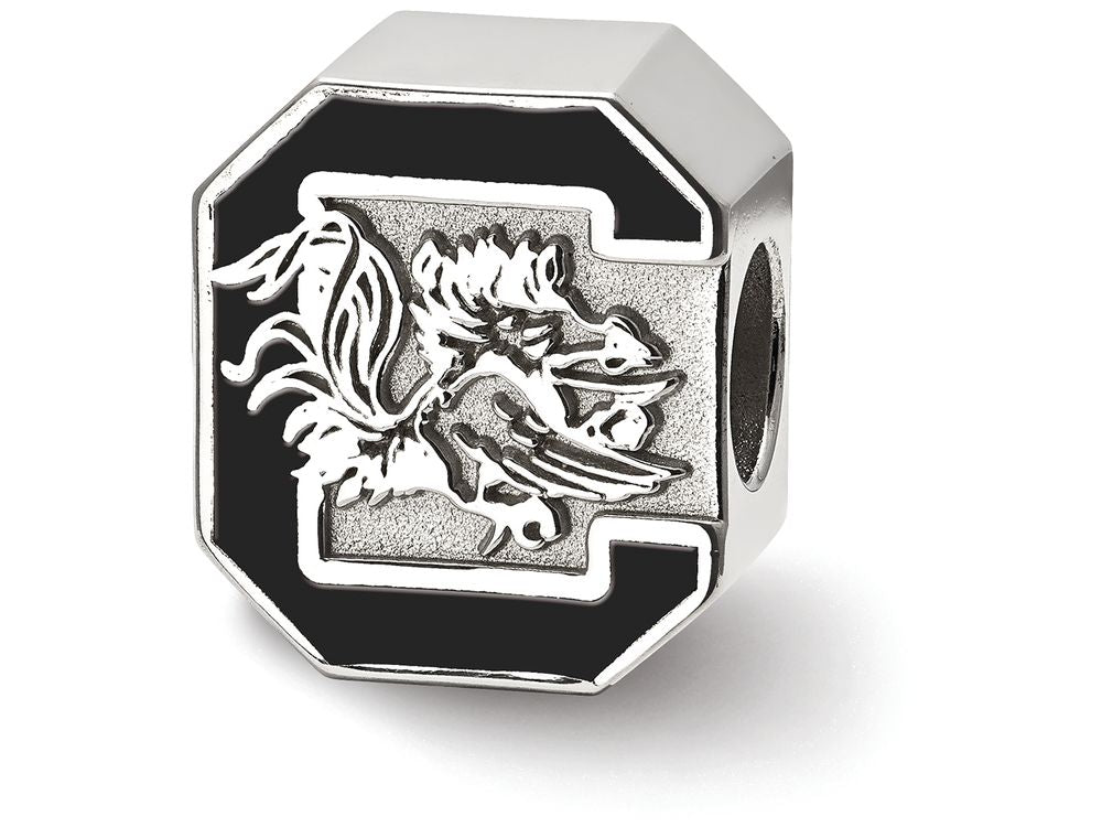 LogoArt Sterling Silver University Of South Carolina C With Gamecock Centered Enameled Logo Bead Charm