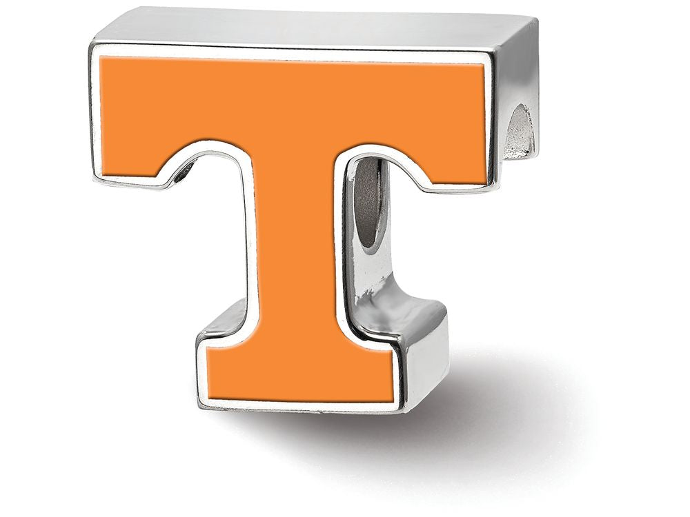 LogoArt Sterling Silver University Of Tennessee Men's Athletic T Enameled Logo Bead Charm