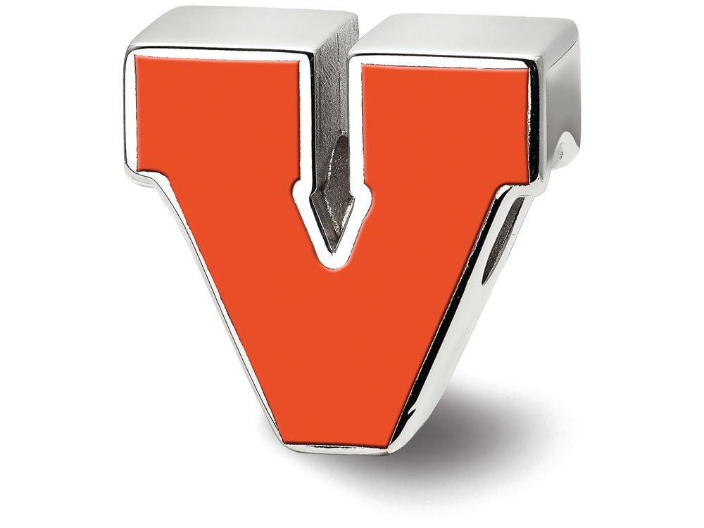 LogoArt Sterling Silver University Of Virginia Block V Enameled Logo Bead Charm