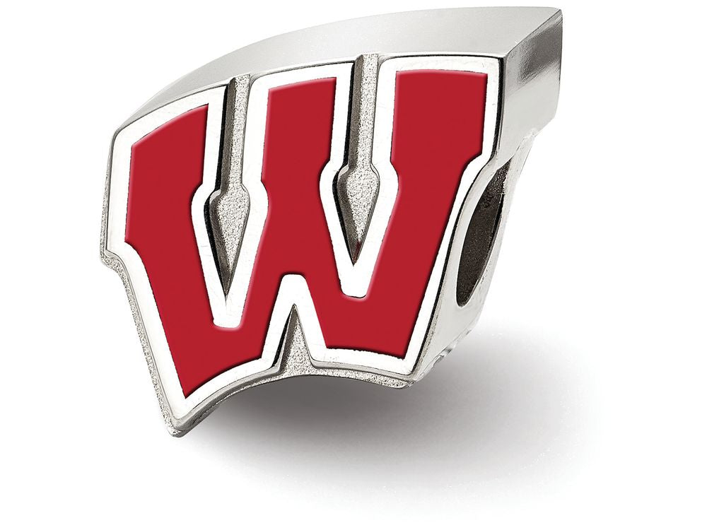 LogoArt Sterling Silver University Of Wisconsin W Enameled Logo Bead Charm