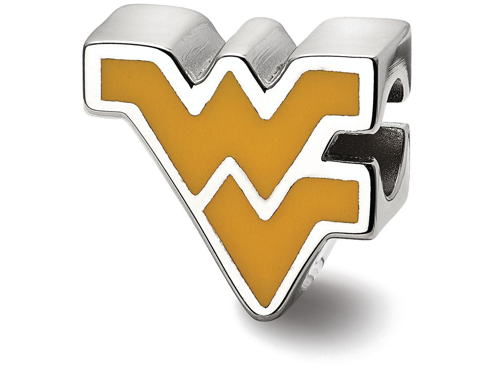 LogoArt Sterling Silver West Virginia University Wv Enameled Logo Bead Charm