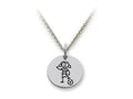 Family Values 925 Sterling Silver Soccer Girl Disc Pendant Necklace - Chain Included