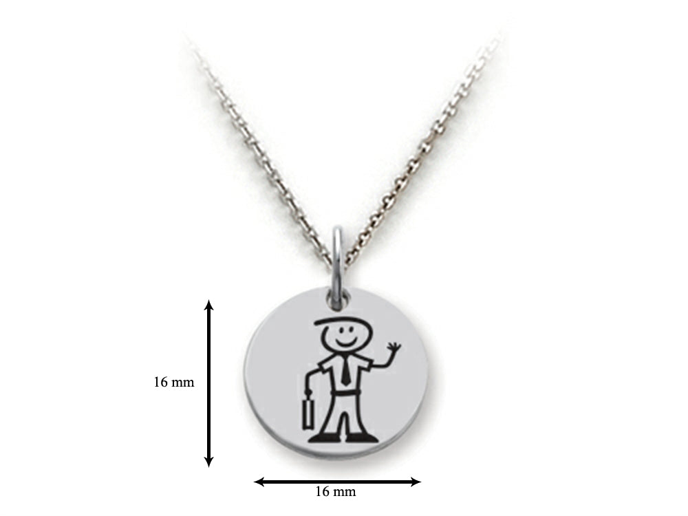 Family Values 925 Sterling Silver Executive Dad Disc Pendant Necklace - Chain Included