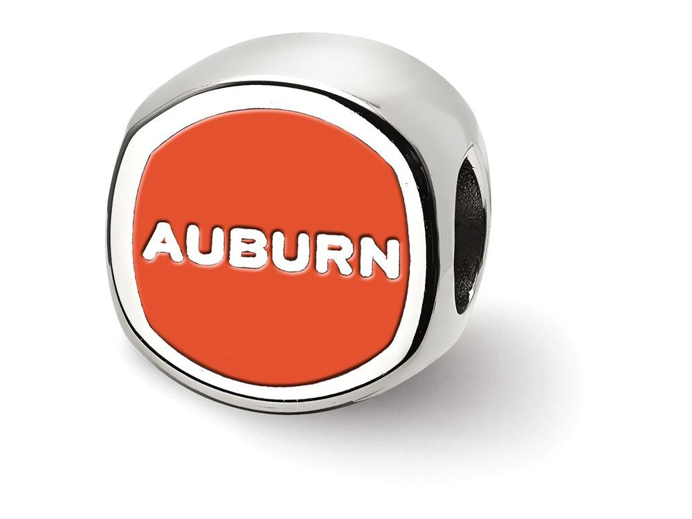LogoArt Sterling Silver Auburn University Interlocking Au Primary Cushion-Cut Double Logo Bead Charm