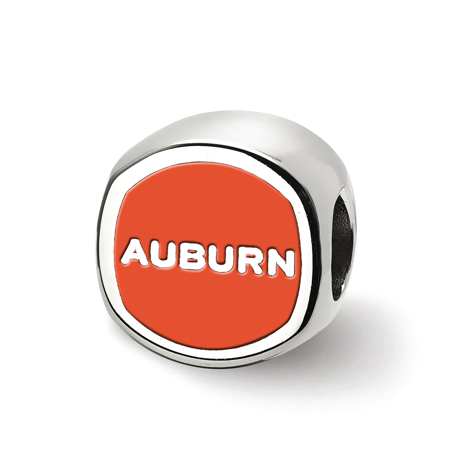 LogoArt Sterling Silver Auburn University Interlocking Au Primary Cushion-Cut Double Logo Bead Charm