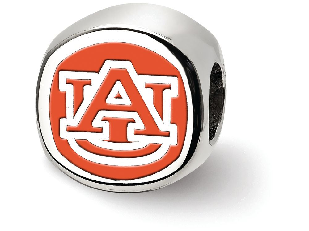 LogoArt Sterling Silver Auburn University Interlocking Au Primary Cushion-Cut Double Logo Bead Charm