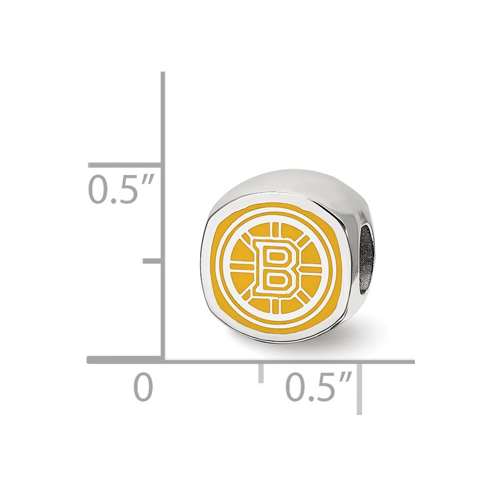 Logoart 925 Sterling Silver Boston Bruins b Primary Cushion-Cut Double Logo Bead