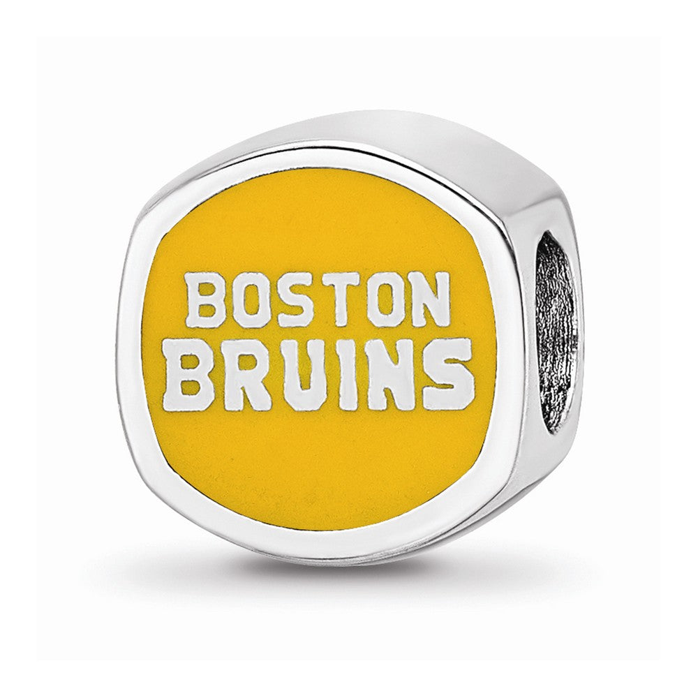 Logoart 925 Sterling Silver Boston Bruins b Primary Cushion-Cut Double Logo Bead