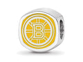 Logoart 925 Sterling Silver Boston Bruins b Primary Cushion-Cut Double Logo Bead