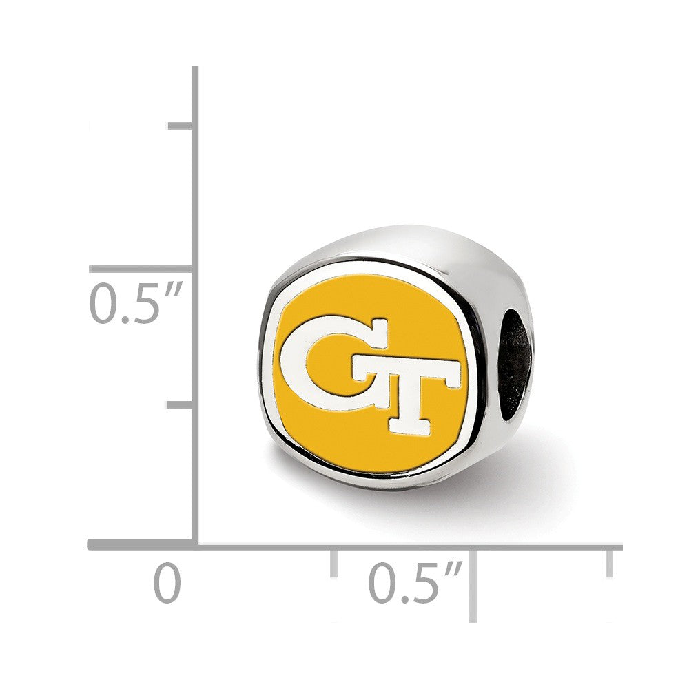 LogoArt Sterling Silver Georgia Institute Of Technology Gt  Cushion-Cut Double Logo Bead Charm