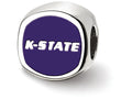 LogoArt Sterling Silver Kansas State University Wildcat Head Cushion-Cut Double Logo Bead Charm