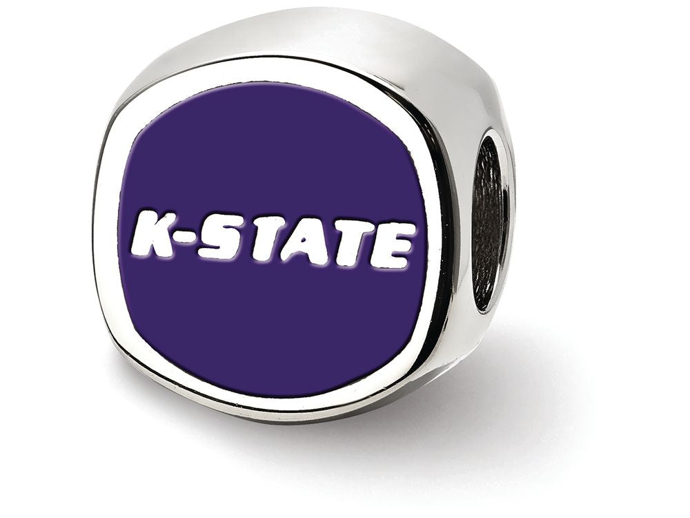 LogoArt Sterling Silver Kansas State University Wildcat Head Cushion-Cut Double Logo Bead Charm
