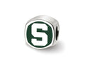 LogoArt Sterling Silver Michigan State University Spartan Head Cushion-Cut Double Logo Bead Charm