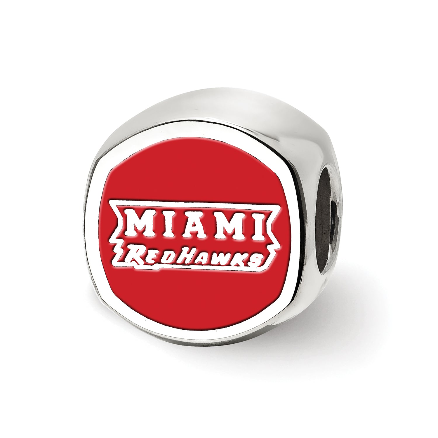 LogoArt Sterling Silver Miami University Block M Cushion-Cut Double Logo Bead Charm